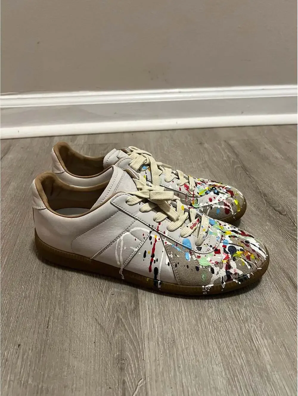 Maison Margiela GAT German Army Trainer Sneakers Paint Splatter Size 40